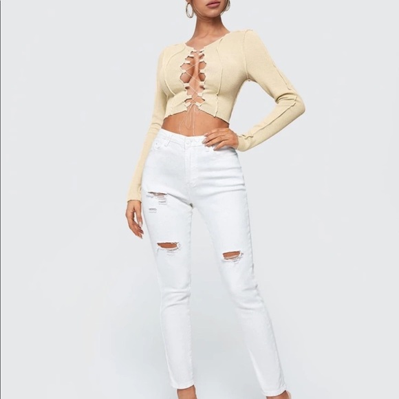 🔥 2/$15 NWOT Lace Up Ribbed Top - Picture 5 of 5